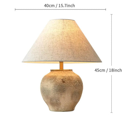Lampe de table en céramique japonaise avec lumière chaude et abat - jour en tissu - Luminous Place