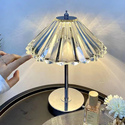 Lampe de table LED en cristal dimmable USB Type - C, veilleuse rechargeable élégante - Luminous Place