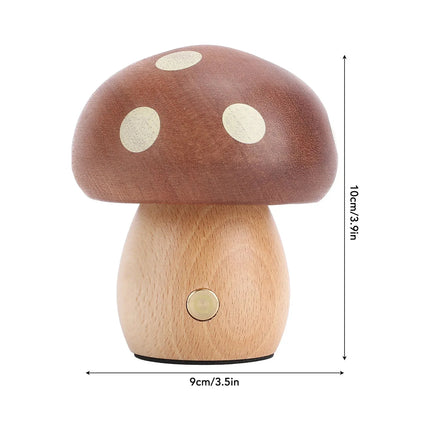 Lampe de table champignon en bois d’ébène, lumière chaude à gradation tactile, rechargeable USB - Luminous Place