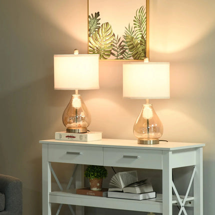 Lampe de table Homcom lot de 2 abat - jour lin E27 40W ambiance chaleureuse - Luminous Place