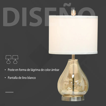 Lampe de table Homcom lot de 2 abat - jour lin E27 40W ambiance chaleureuse - Luminous Place