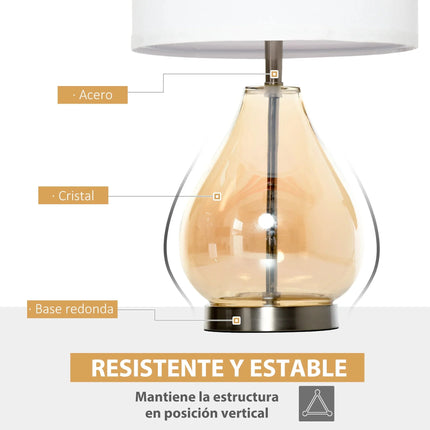 Lampe de table Homcom lot de 2 abat - jour lin E27 40W ambiance chaleureuse - Luminous Place