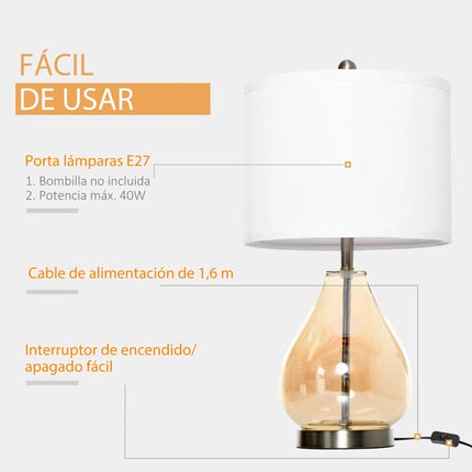Lampe de table Homcom lot de 2 abat - jour lin E27 40W ambiance chaleureuse - Luminous Place