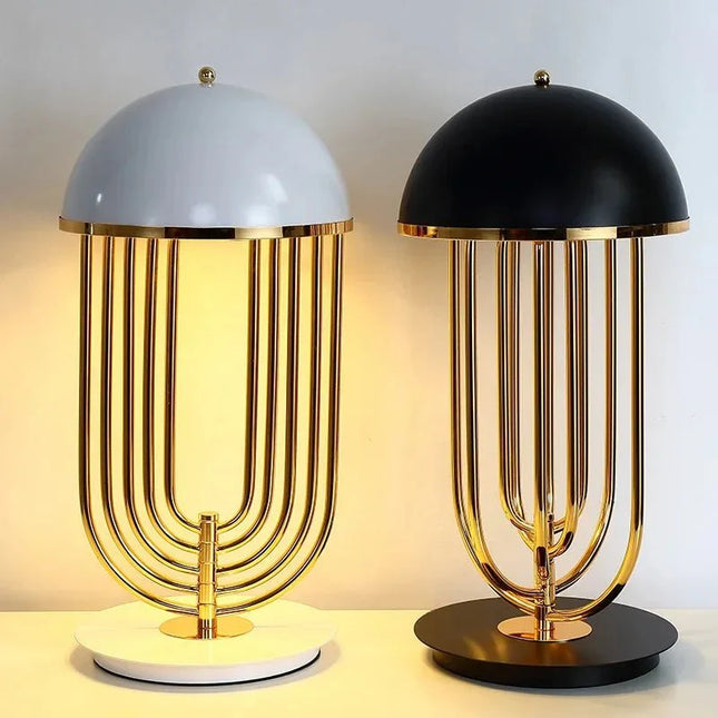 Lampe de table design antique champignon en fer avec lumière LED chaleureuse - Luminous Place