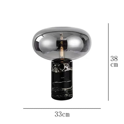 Lampe de table en marbre et verre, design post - moderne minimaliste, lumière chaleureuse - Luminous Place