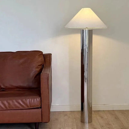 Lampe de table moderne en acier inoxydable avec abat - jour en tissu, éclairage LED E27 - Luminous Place