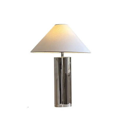 Lampe de table moderne en acier inoxydable avec abat - jour en tissu, éclairage LED E27 - Luminous Place