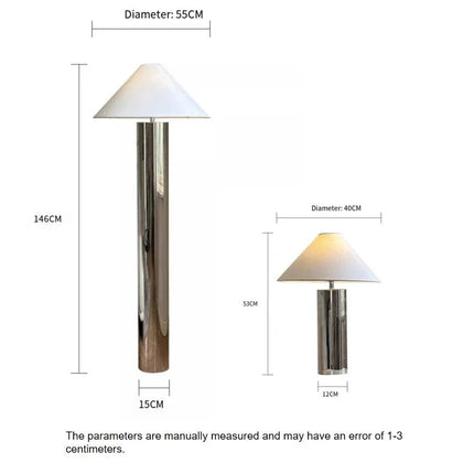 Lampe de table moderne en acier inoxydable avec abat - jour en tissu, éclairage LED E27 - Luminous Place
