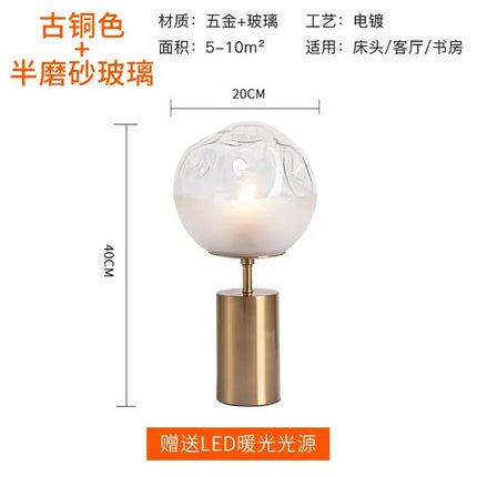 Lampe de table en verre boule Slimline pour lecture, éclairage intérieur premium - Luminous Place