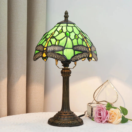 Lampe de table en vitrail style libellule bleu, 8 pouces, éclairage cosy - Luminous Place
