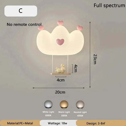 Lampe Enfant Nuage Crème Style Cartoon Applique Murale LED à Lumière Chaude - Luminous Place