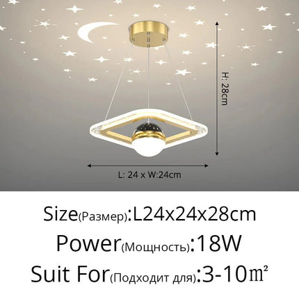 Lampe Enfant Plafonnier LED Acrylique avec Boules de Verre et Projection d'Étoiles - Luminous Place