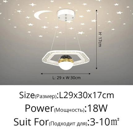 Lampe Enfant Plafonnier LED Acrylique avec Boules de Verre et Projection d'Étoiles - Luminous Place