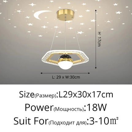 Lampe Enfant Plafonnier LED Acrylique avec Boules de Verre et Projection d'Étoiles - Luminous Place