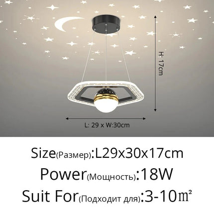 Lampe Enfant Plafonnier LED Acrylique avec Boules de Verre et Projection d'Étoiles - Luminous Place