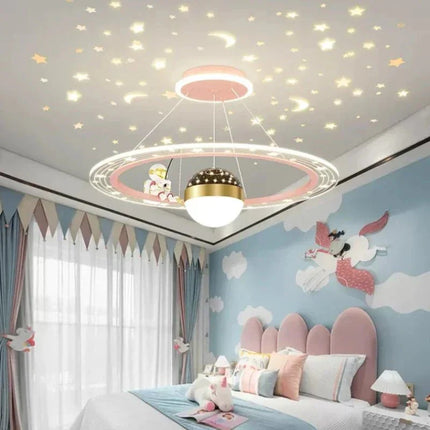 Lampe Enfant Suspension Astronaute LED Dimmable Ambiance Ciel Étoilé - Luminous Place