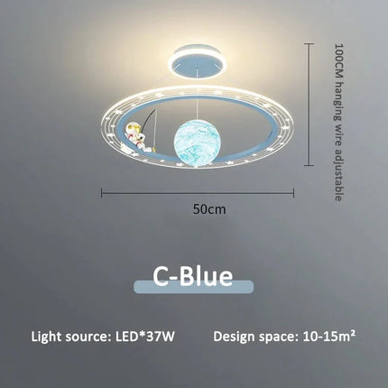 Lampe Enfant Suspension Astronaute LED Dimmable Ambiance Ciel Étoilé - Luminous Place
