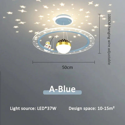 Lampe Enfant Suspension Astronaute LED Dimmable Ambiance Ciel Étoilé - Luminous Place