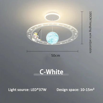 Lampe Enfant Suspension Astronaute LED Dimmable Ambiance Ciel Étoilé - Luminous Place