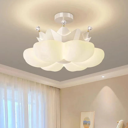 Lampe Enfant Plafonnier LED Couronne Pétale Blanc Rose Lumière Chaude - Luminous Place