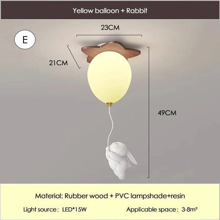 Lampe Enfant Bois Massif Nuage et Ballon Plafonnier LED pour Chambre - Luminous Place