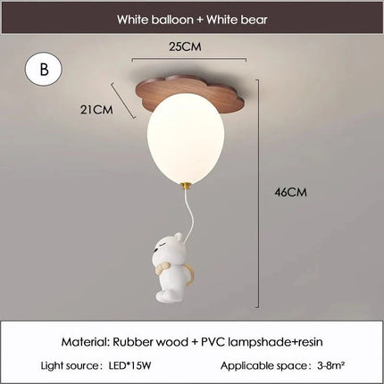 Lampe Enfant Bois Massif Nuage et Ballon Plafonnier LED pour Chambre - Luminous Place