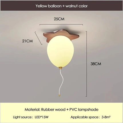 Lampe Enfant Bois Massif Nuage et Ballon Plafonnier LED pour Chambre - Luminous Place