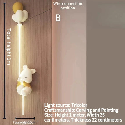 Lampe Enfant Murale LED Ours Nordique en Acrylique pour Chambre - Luminous Place