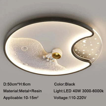 Lampe Enfant Plafonnier Astronaute LED Ciel Étoilé Météore, Lumière Chaleureuse - Luminous Place