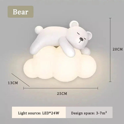 Lampe Enfant Murale LED Ours Cartoon en Résine, Lumière d’Ambiance Douce - Luminous Place