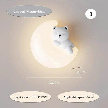 Lampe Enfant Murale LED Ours Cartoon en Résine, Lumière d’Ambiance Douce - Luminous Place