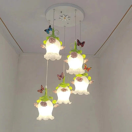 Lampe Enfant Lustre Fer Forgé à Trois Têtes Style Pastoral Rose - Luminous Place