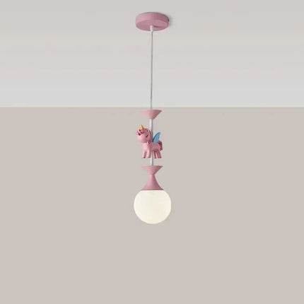 Lampe Enfant Suspension LED Carrousel Rose Design Créatif et Protection des Yeux - Luminous Place