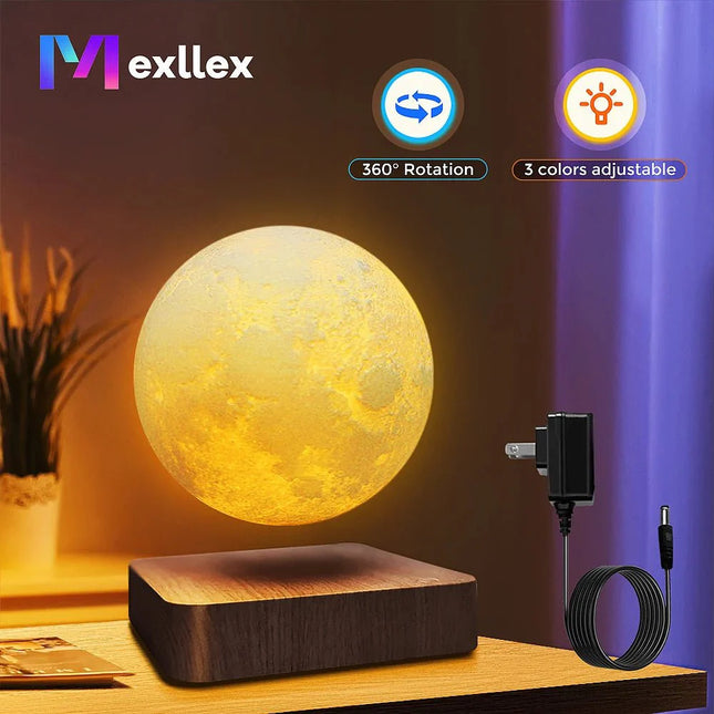 Lampe Enfant Veilleuse Lune 3D LED Flottante Magnétique Bois, Lumière Chaude - Luminous Place