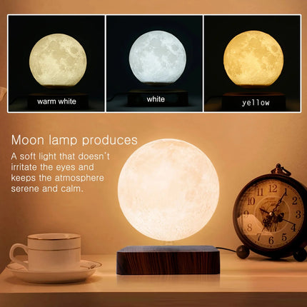 Lampe Enfant Veilleuse Lune 3D LED Flottante Magnétique Bois, Lumière Chaude - Luminous Place
