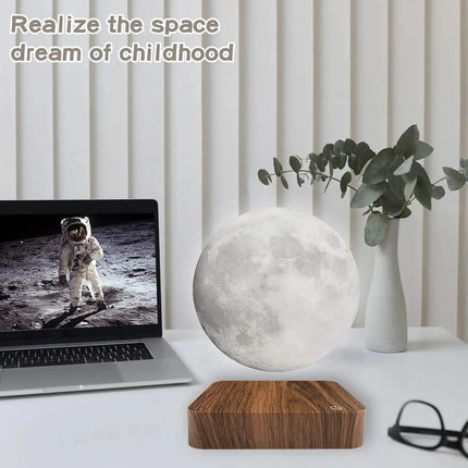 Lampe Enfant Veilleuse Lune 3D LED Flottante Magnétique Bois, Lumière Chaude - Luminous Place