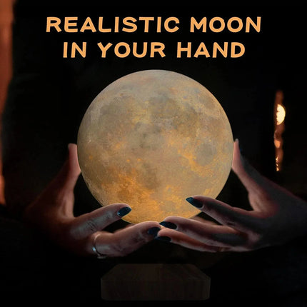 Lampe Enfant Veilleuse Lune 3D LED Flottante Magnétique Bois, Lumière Chaude - Luminous Place