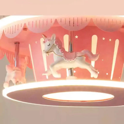 Lampe Enfant Carrousel avec Ventilateur Silencieux et Lumière Chaude - Luminous Place