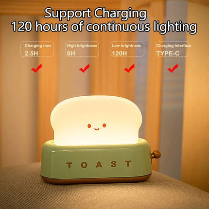 Lampe Enfant Veilleuse Rechargeable en Forme de Toast à Lumière Chaude - Luminous Place