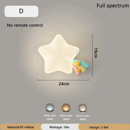 Lampe Enfant Applique Murale Étoile Romantique LED Blanc Ours Lapin - Luminous Place