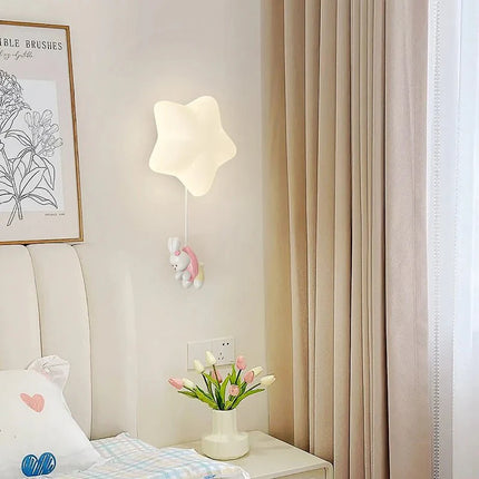Lampe Enfant Applique Murale Étoile Romantique LED Blanc Ours Lapin - Luminous Place