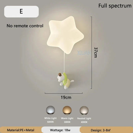 Lampe Enfant Applique Murale Étoile Romantique LED Blanc Ours Lapin - Luminous Place