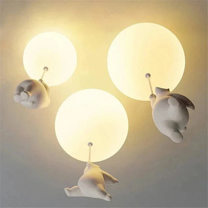 Lampe Enfant Suspension Ours Polaire LED en Résine Écologique pour Salon de Maternelle - Luminous Place