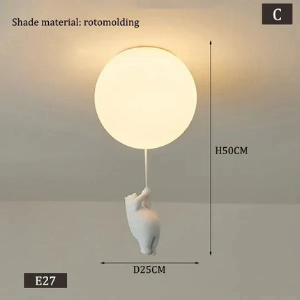 Lampe Enfant Suspension Ours Polaire LED en Résine Écologique pour Salon de Maternelle - Luminous Place