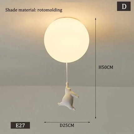 Lampe Enfant Suspension Ours Polaire LED en Résine Écologique pour Salon de Maternelle - Luminous Place