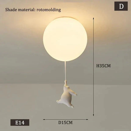 Lampe Enfant Suspension Ours Polaire LED en Résine Écologique pour Salon de Maternelle - Luminous Place