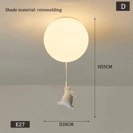 Lampe Enfant Suspension Ours Polaire LED en Résine Écologique pour Salon de Maternelle - Luminous Place