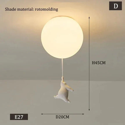 Lampe Enfant Suspension Ours Polaire LED en Résine Écologique pour Salon de Maternelle - Luminous Place