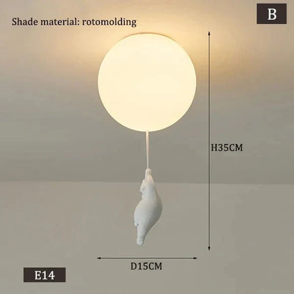 Lampe Enfant Suspension Ours Polaire LED en Résine Écologique pour Salon de Maternelle - Luminous Place