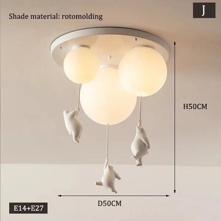 Lampe Enfant Suspension Ours Polaire LED en Résine Écologique pour Salon de Maternelle - Luminous Place